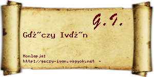 Géczy Iván névjegykártya