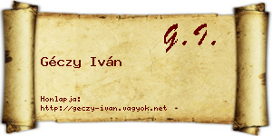 Géczy Iván névjegykártya
